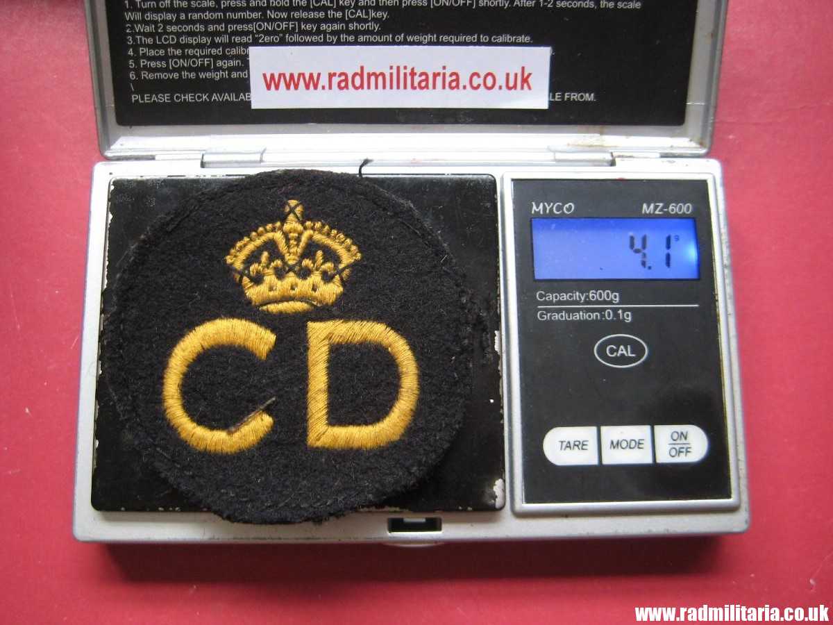 & WW2 original British PATCH - CIVIL DEFENCE (CD) embroidered cloth uniform breast BADGE. - Image 11