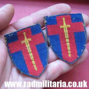 & WW2 original British PATCHES - Set of 2, RHINE ARMY formation signs military unit PATCHES a pair.