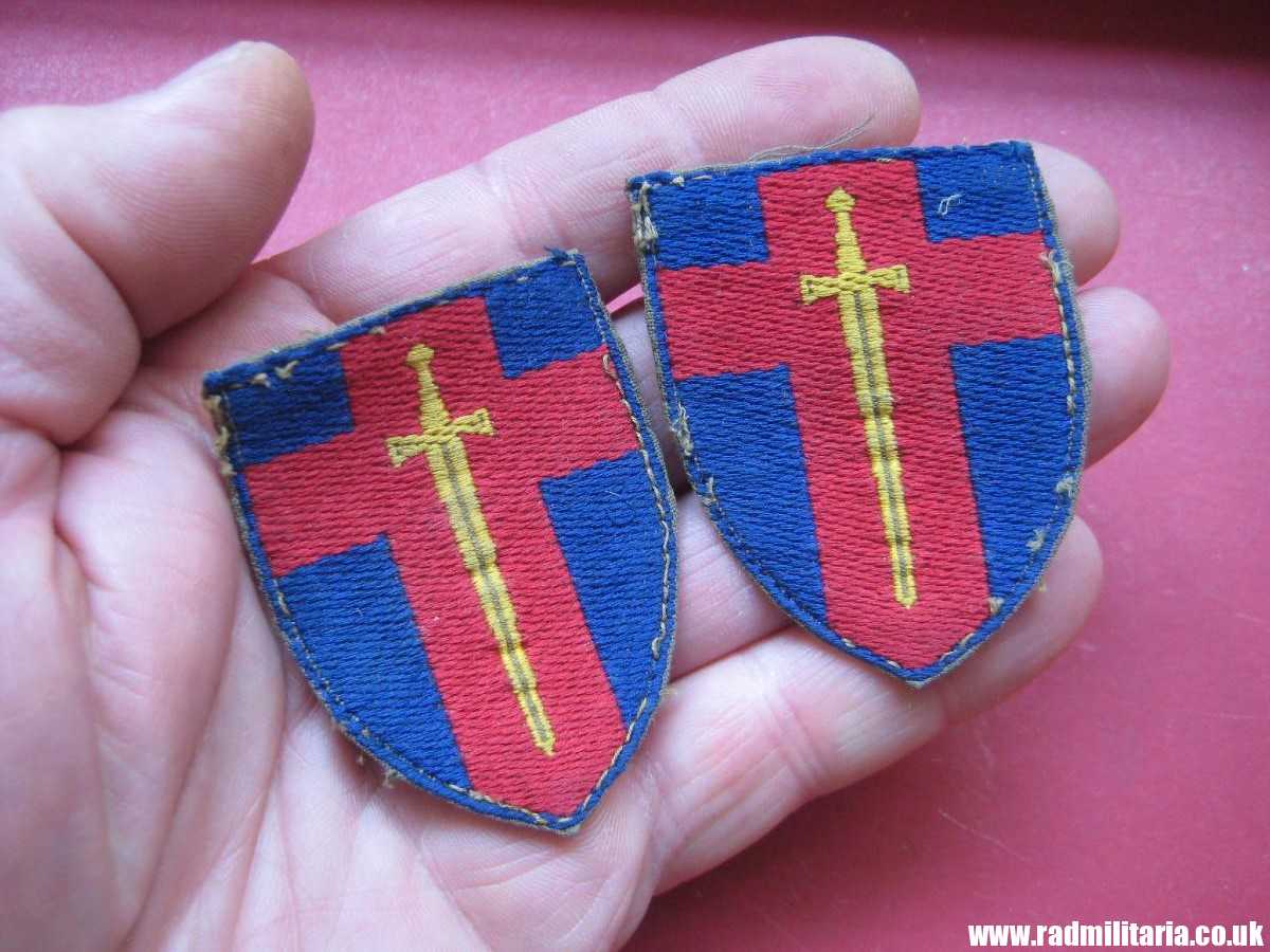 & WW2 original British PATCHES - Set of 2, RHINE ARMY formation signs military unit PATCHES a pair.