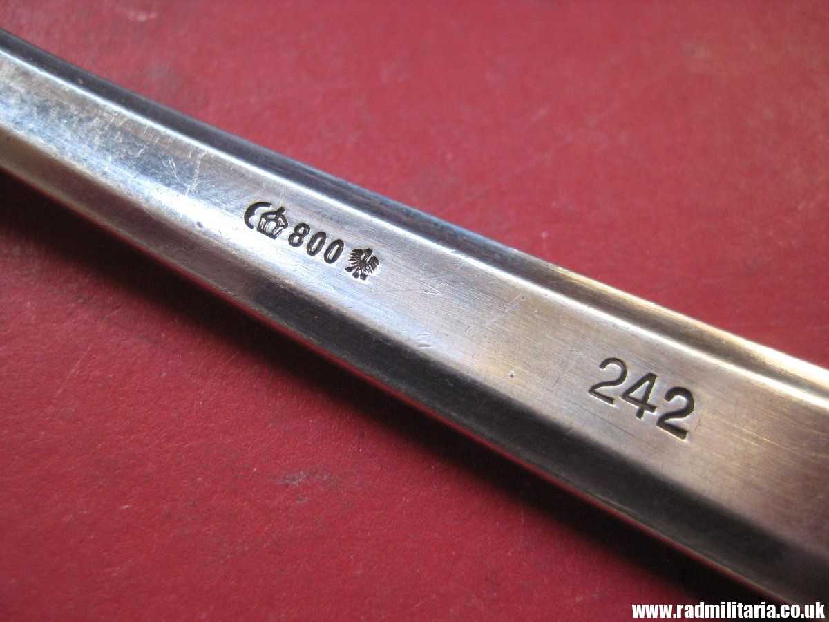 & WW2 genuine solid silver PICKLE FORK from private dining wagon no. 10 242. marked: DR 242 - 3rd REICH CUTLERY maker: Bruckmann & Sohne. Rare !!! - Image 5