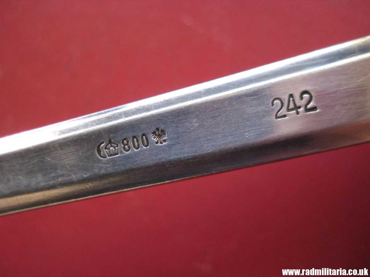 & WW2 genuine solid silver PICKLE FORK from private dining wagon no. 10 242. marked: DR 242 - 3rd REICH CUTLERY maker: Bruckmann & Sohne. Rare !!! - Image 7