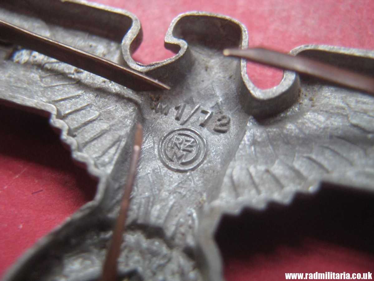 & WW2 Nazi German NSDAP eagle BADGE - zinc Cap Badge, marked: RZM M1/72 - very good condition. - Image 13