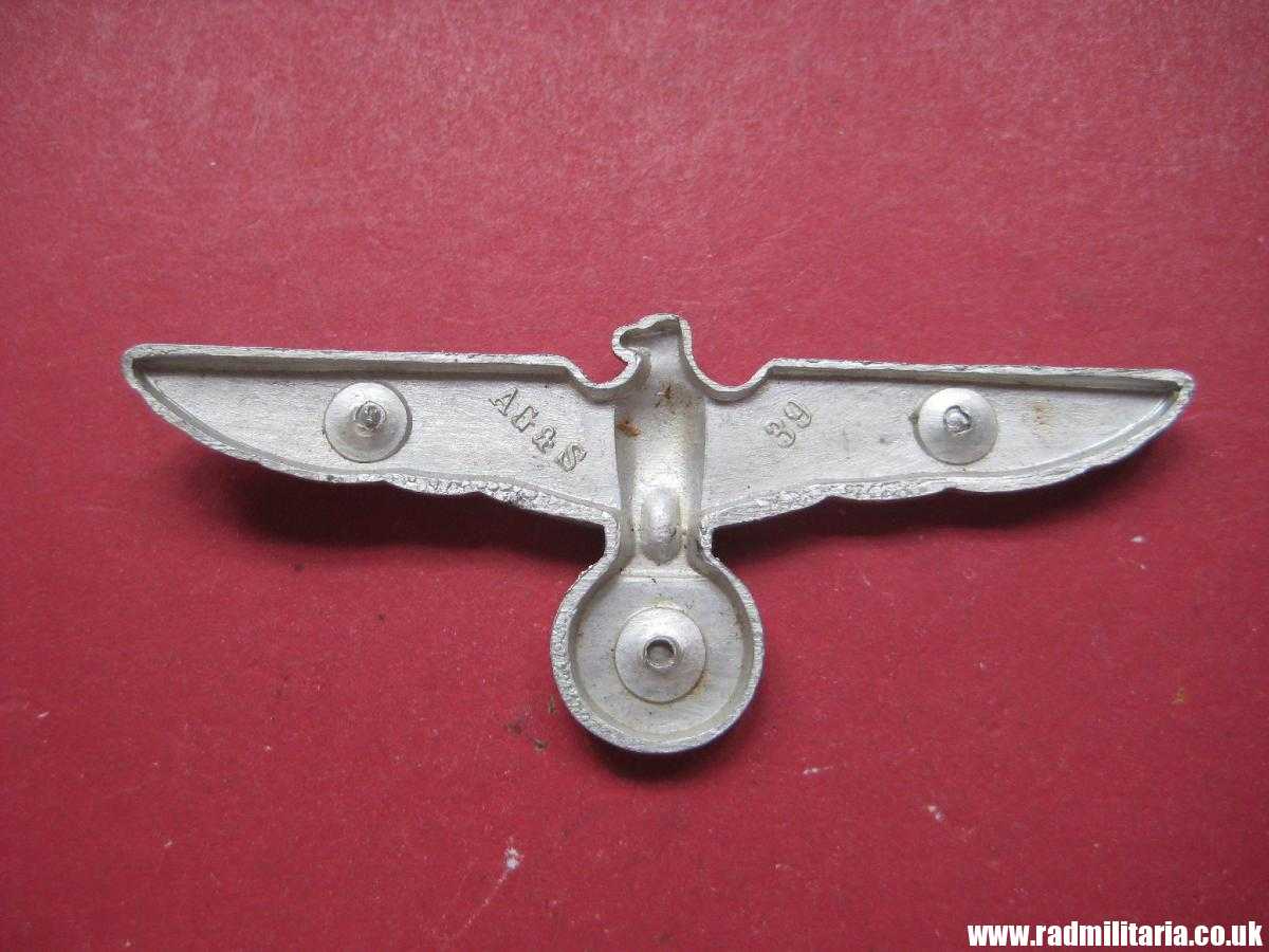 & WW2 original German EAGLE CAP BADGE marked: "A.H.T. 39", aluminum - Image 3