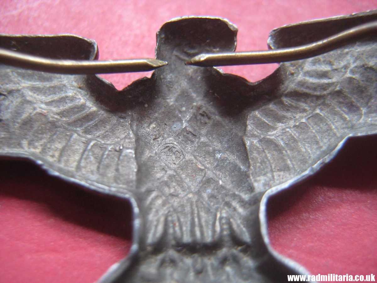 & WW2 original Nazi German metal NSDAP or SA EAGLE Cap BADGE - zinc, maker: RZM M1/7 - Image 14