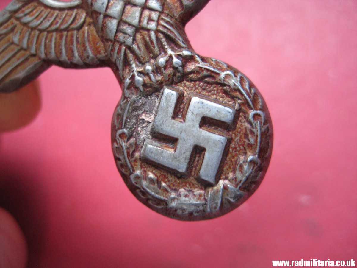 & WW2 original Nazi German metal NSDAP or SA EAGLE Cap BADGE - zinc, maker: RZM M1/7 - Image 21