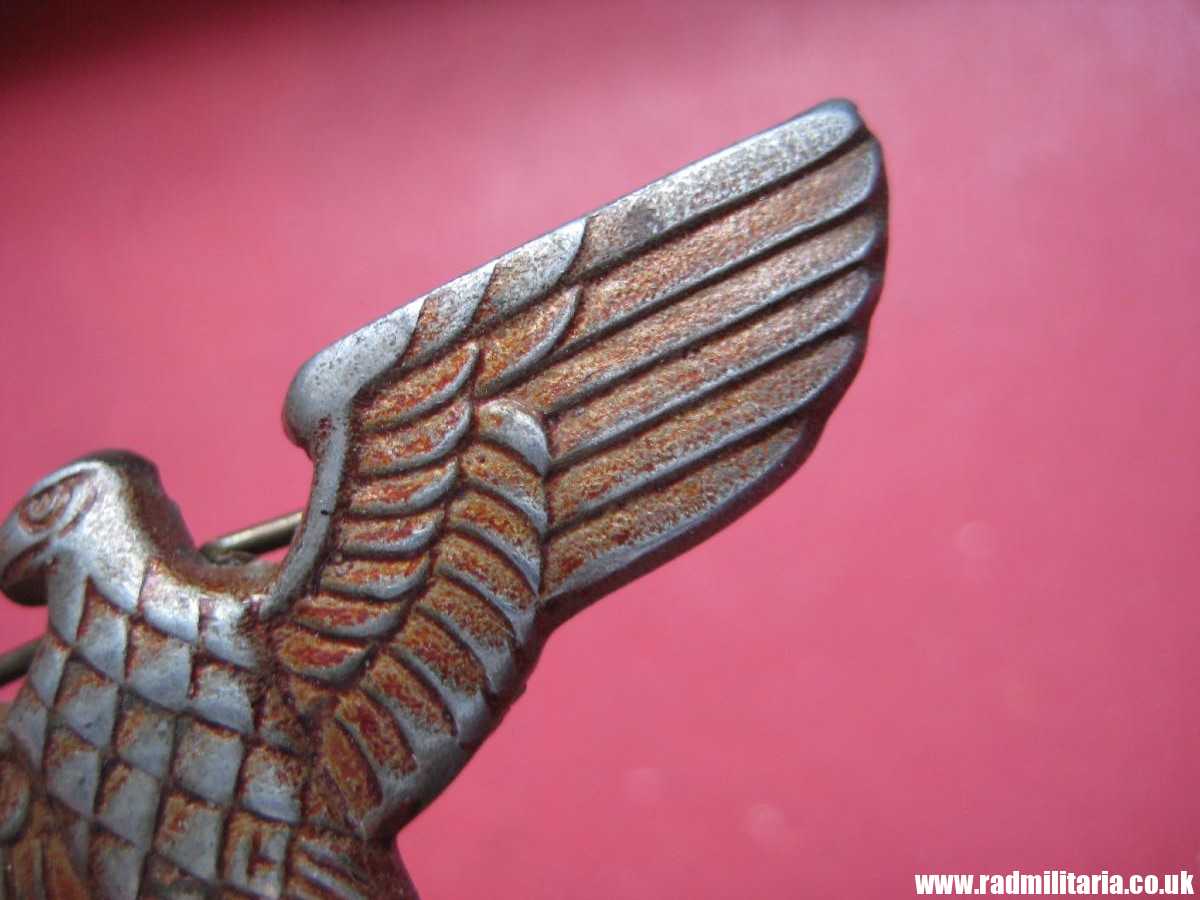 & WW2 original Nazi German metal NSDAP or SA EAGLE Cap BADGE - zinc, maker: RZM M1/7 - Image 22