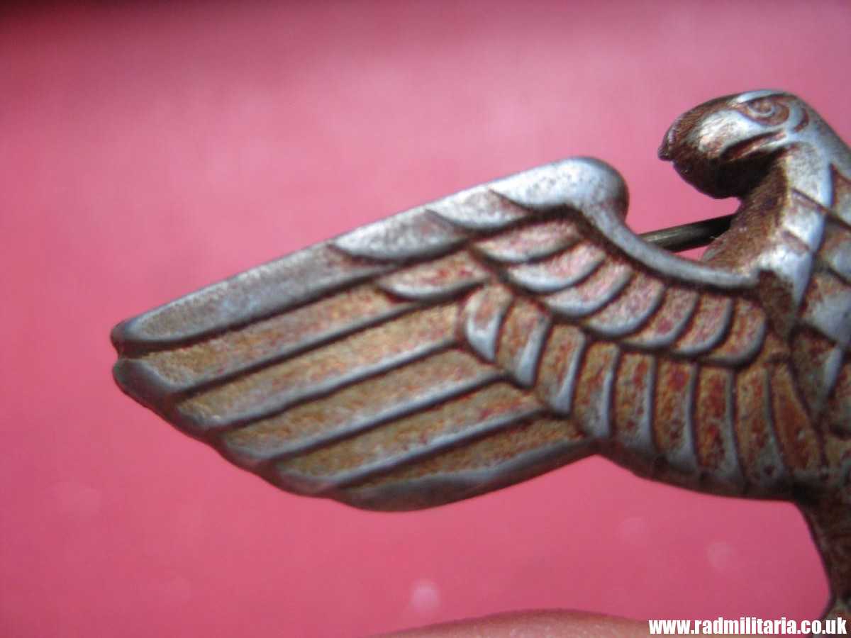 & WW2 original Nazi German metal NSDAP or SA EAGLE Cap BADGE - zinc, maker: RZM M1/7 - Image 24