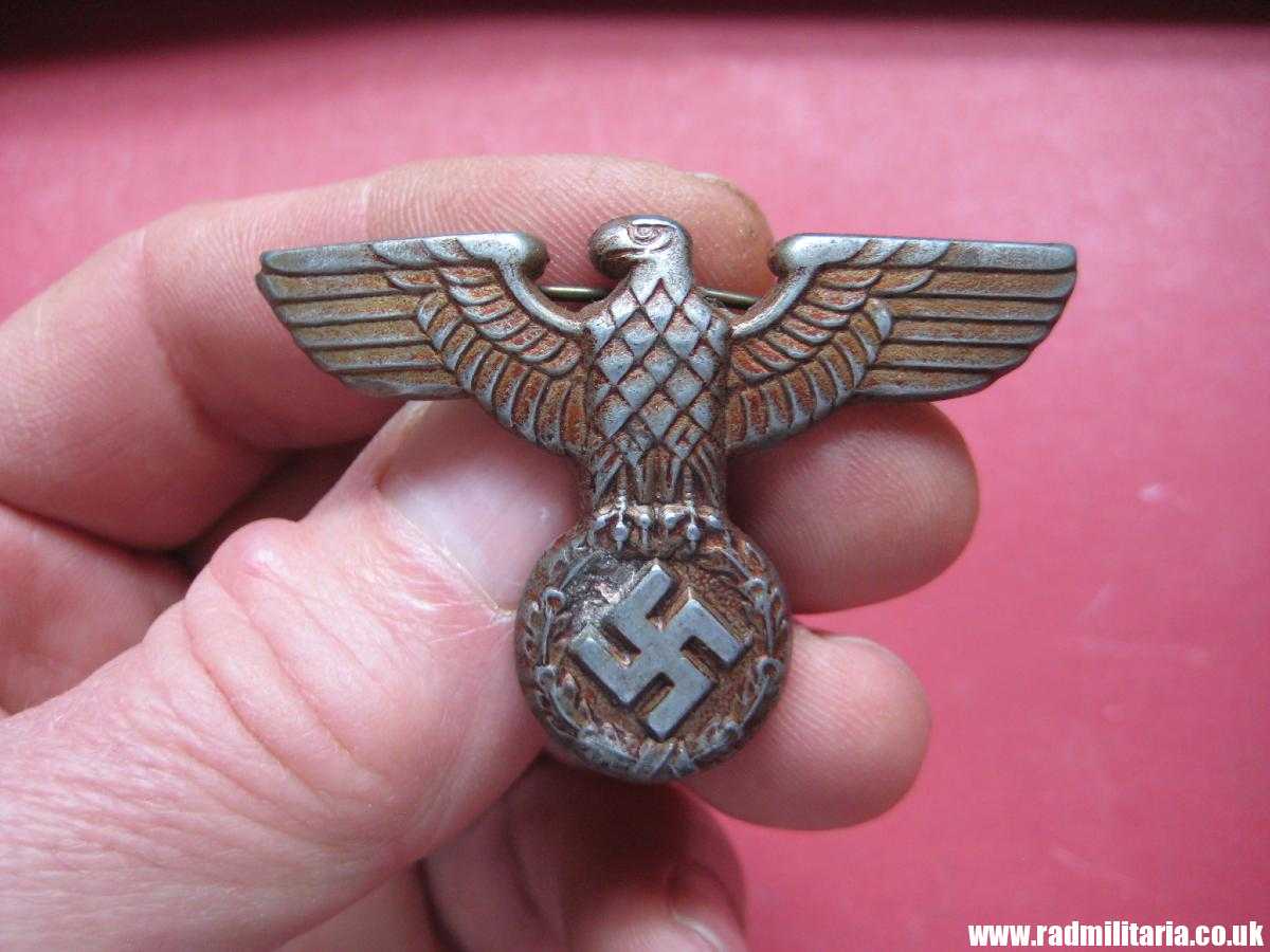 & WW2 original Nazi German metal NSDAP or SA EAGLE Cap BADGE - zinc, maker: RZM M1/7 - Image 30