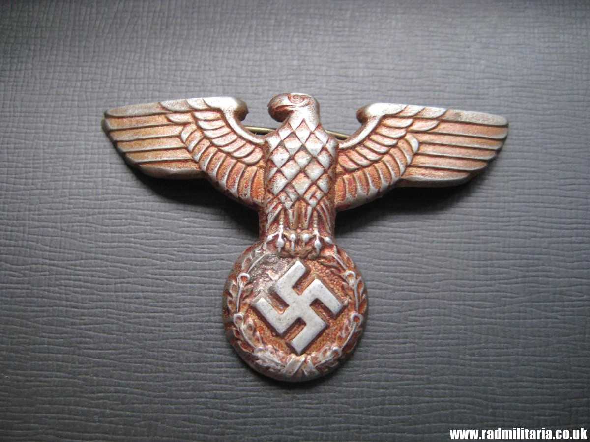 & WW2 original Nazi German metal NSDAP or SA EAGLE Cap BADGE - zinc, maker: RZM M1/7 - Image 32