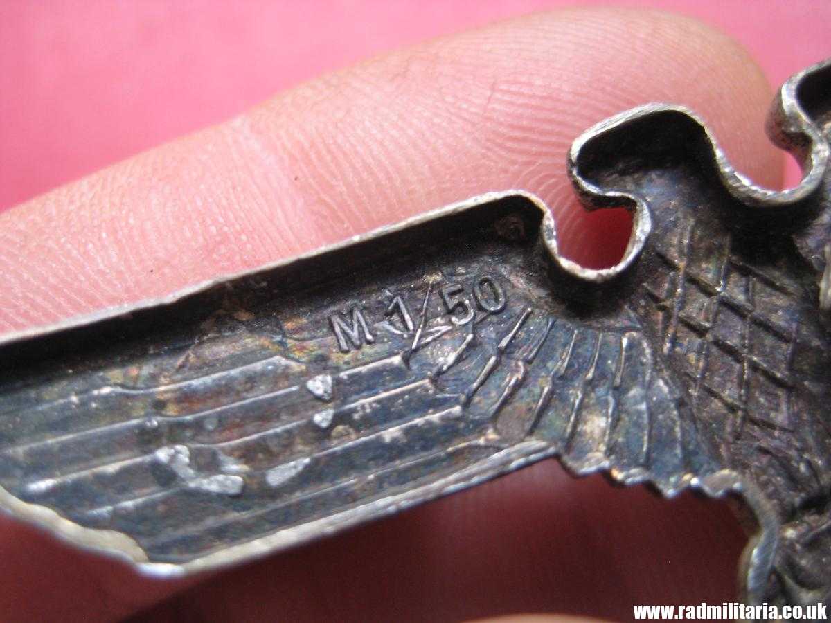 & WW2 Nazi German NSDAP eagle BADGE - Cap Badge, marked: RZM M1/21 - metal Cupal? - Image 4