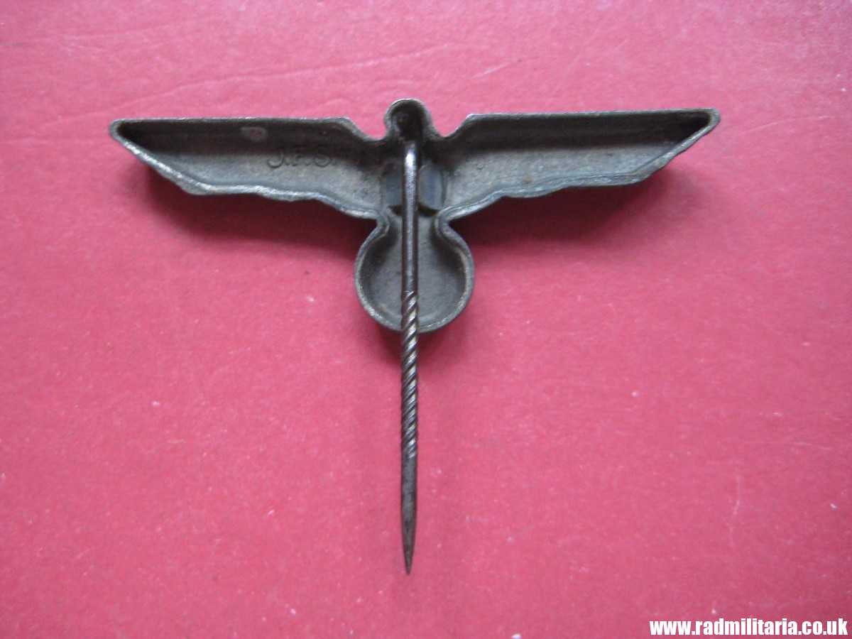 & Original German KRIEGSMARINE silver color EAGLE BADGE - CAP BADGE small size, maker: J.F.S. - Image 3