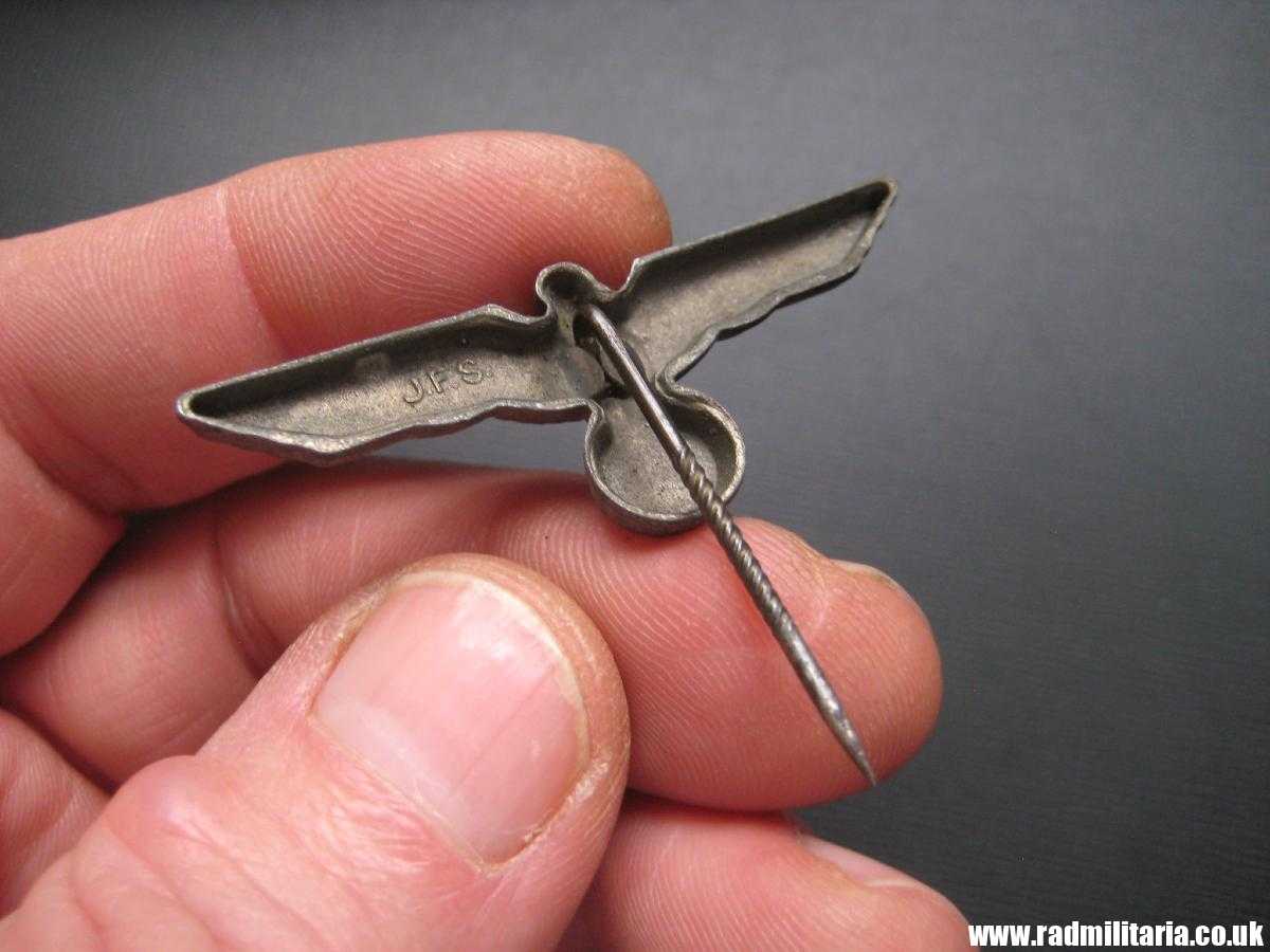 & Original German KRIEGSMARINE silver color EAGLE BADGE - CAP BADGE small size, maker: J.F.S. - Image 19