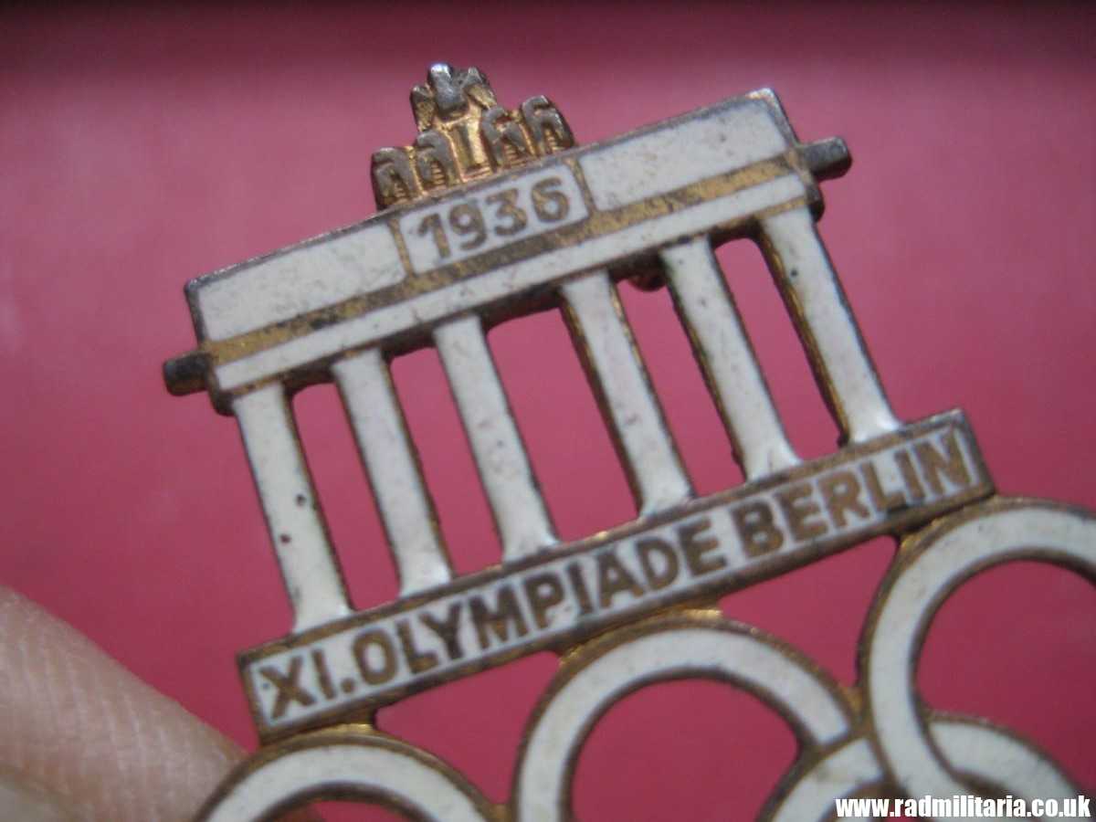 & pre WW2 genuine 1936 Olympic Games Berlin ENAMEL BADGE by Hermann Aurich marked: Ges. Gesch. AH - Image 7