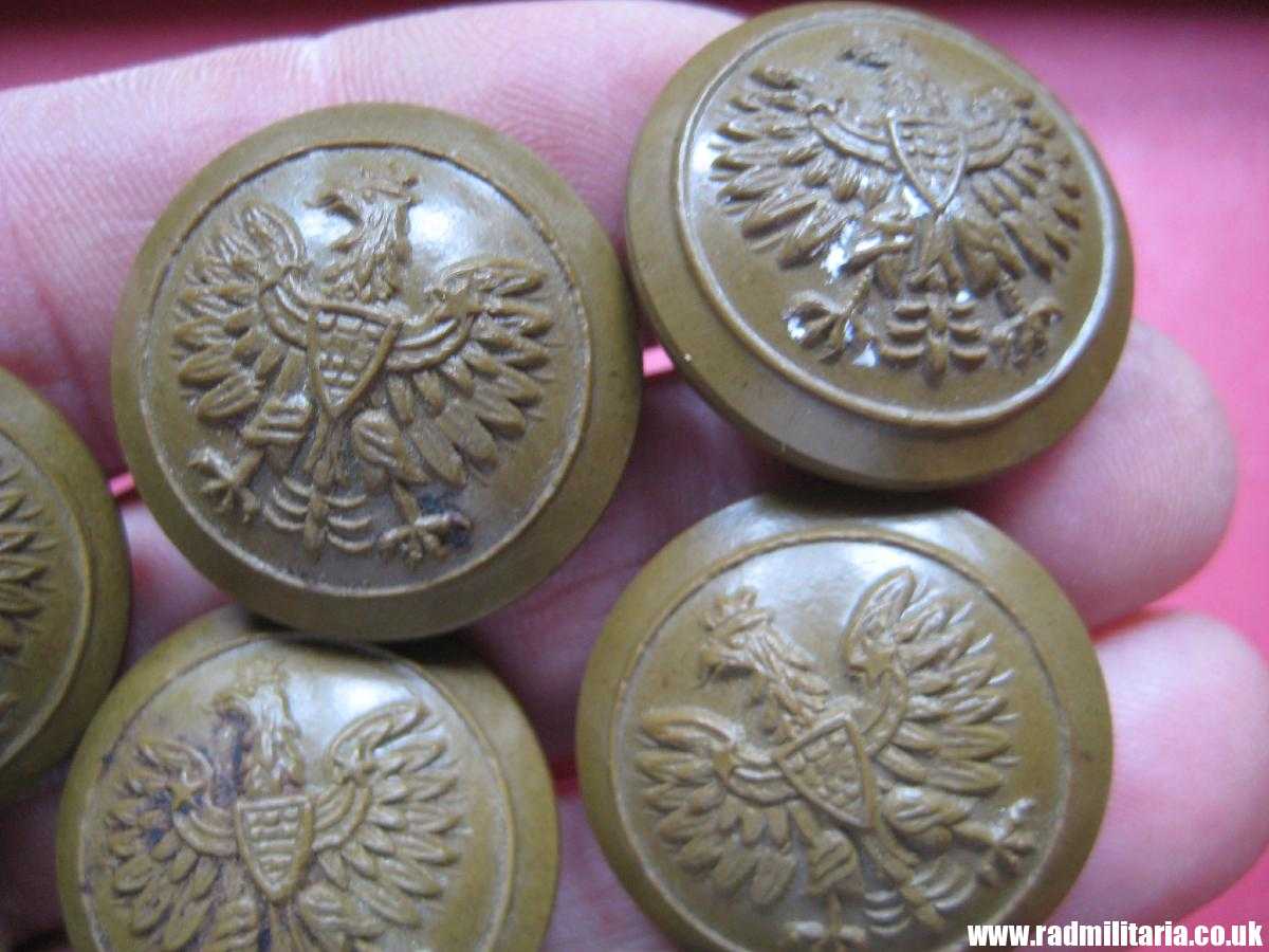 & WW2 POLISH ARMY BUTTONS with Eagle - green. SET of 8 buttons, original ! - Image 4
