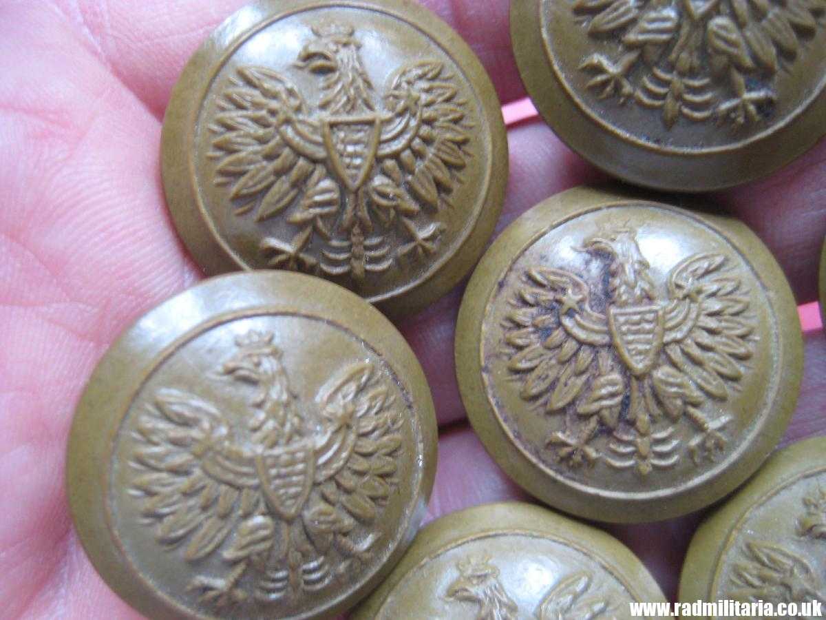 & WW2 POLISH ARMY BUTTONS with Eagle - green. SET of 8 buttons, original ! - Image 5