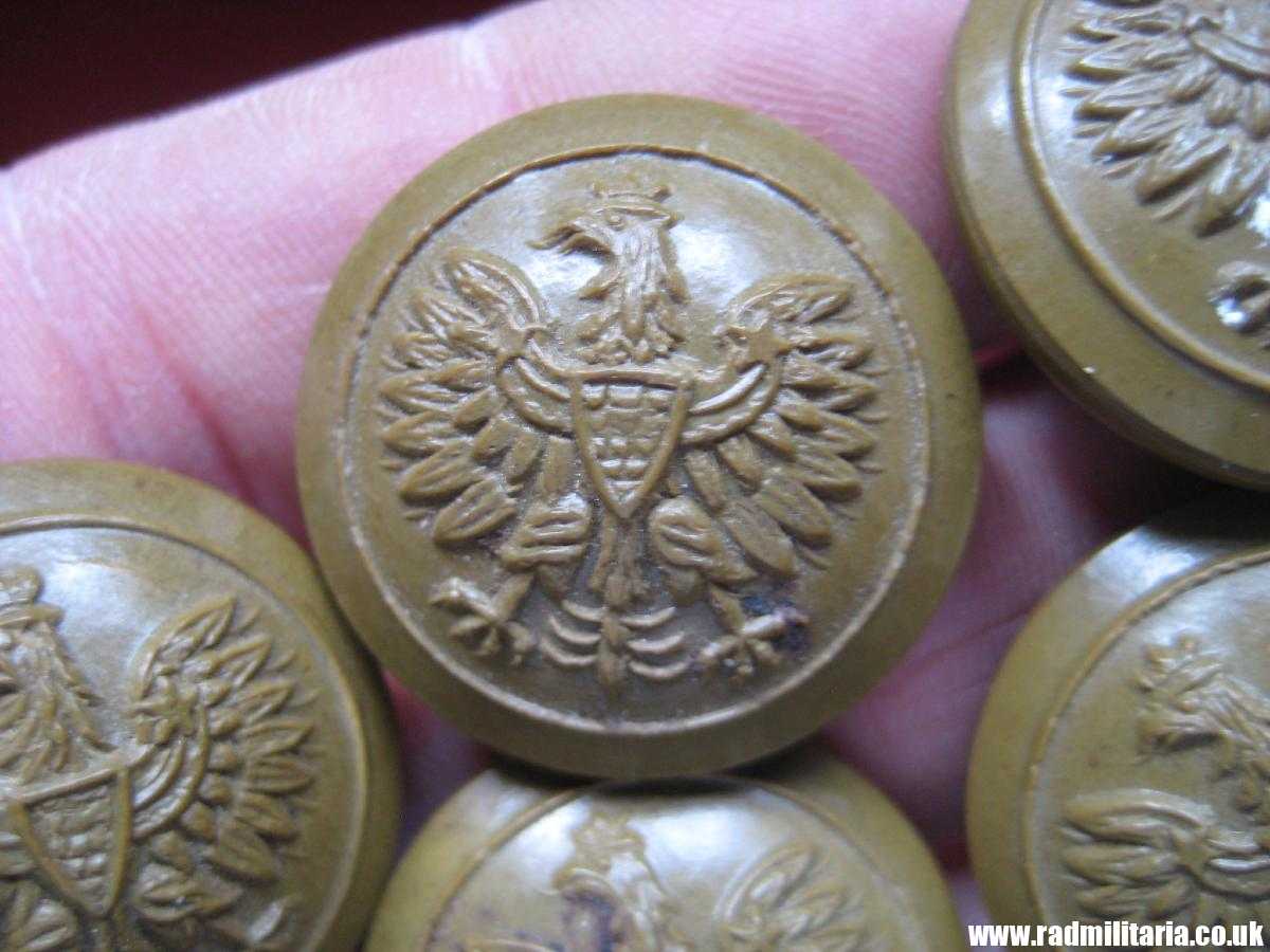 & WW2 POLISH ARMY BUTTONS with Eagle - green. SET of 8 buttons, original ! - Image 6