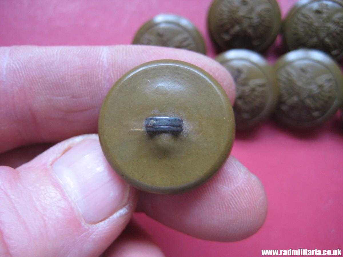 & WW2 POLISH ARMY BUTTONS with Eagle - green. SET of 8 buttons, original ! - Image 10