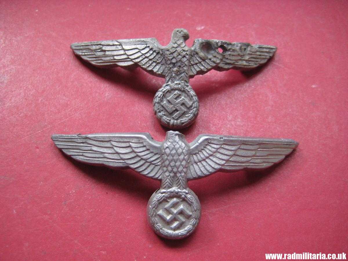 & WW2 genuine German EAGLE CAP BADGES in poor condition - SET of 2 - metal detecting find. - Image 2