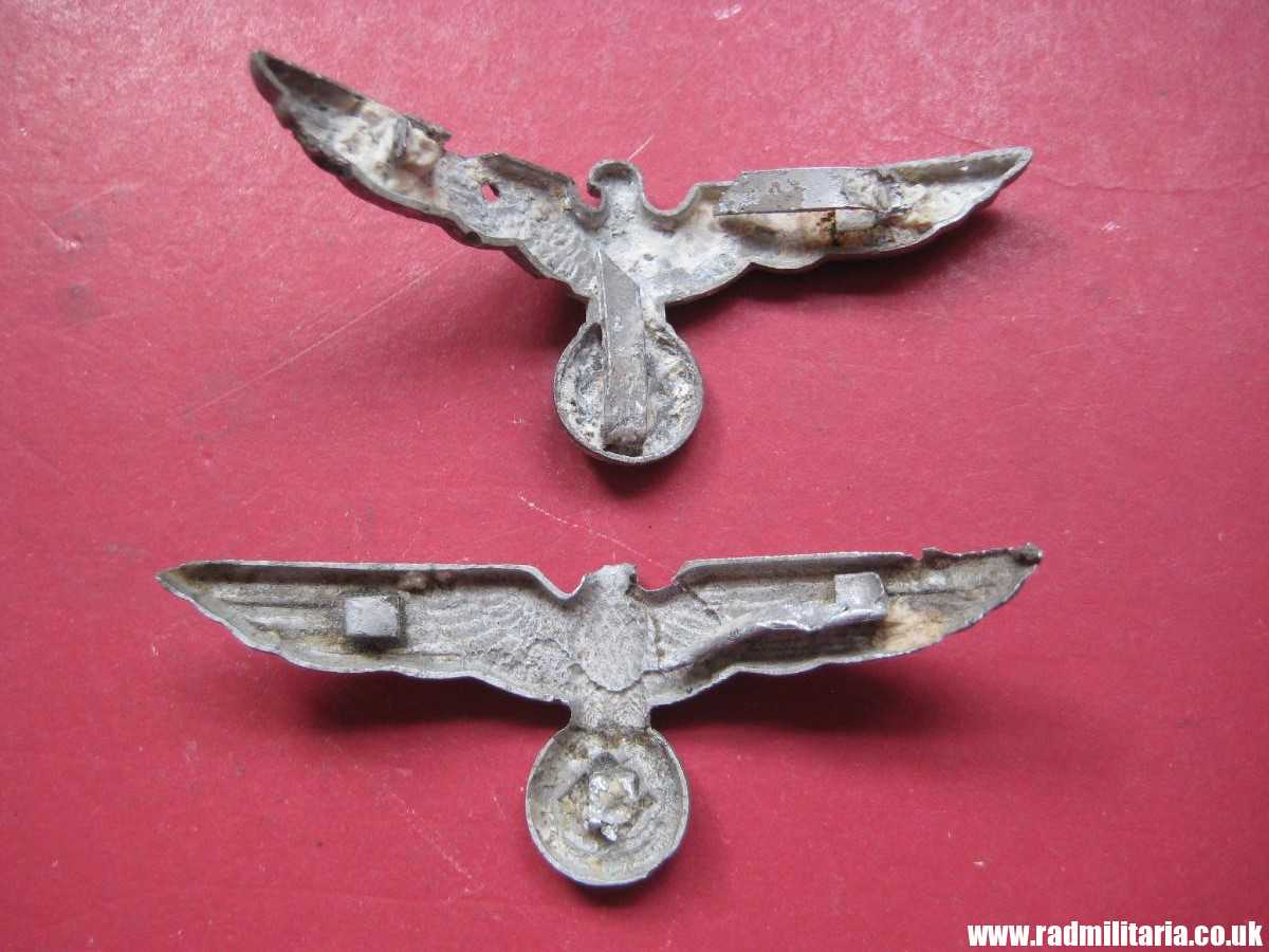 & WW2 genuine German EAGLE CAP BADGES in poor condition - SET of 2 - metal detecting find. - Image 3