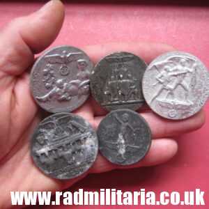 & WW2 nazi GERMAN metal BADGES - SET of 5, genuine.