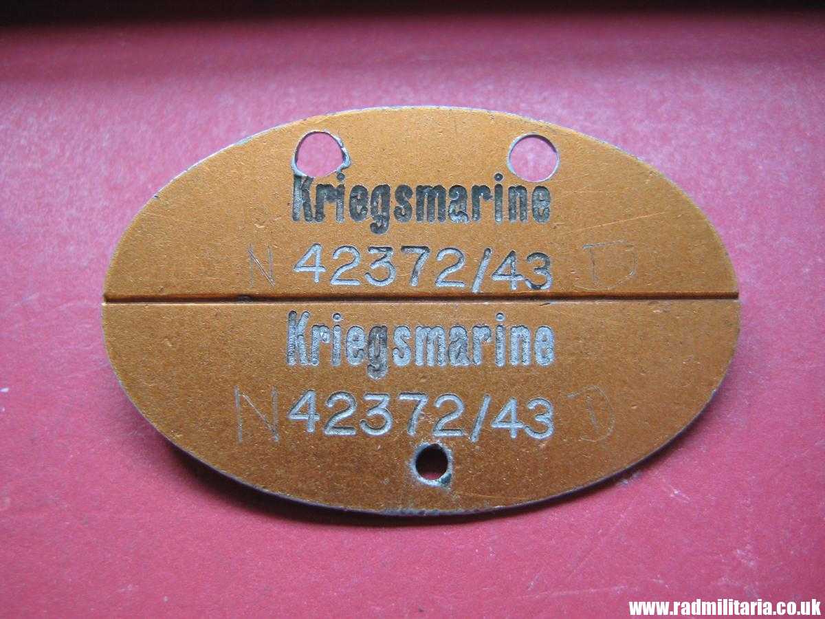 & original WW2 KRIEGSMARINE DOG TAG - ID DISC: Hans Jaeger (N)42372/43(D) good condition. - Image 2