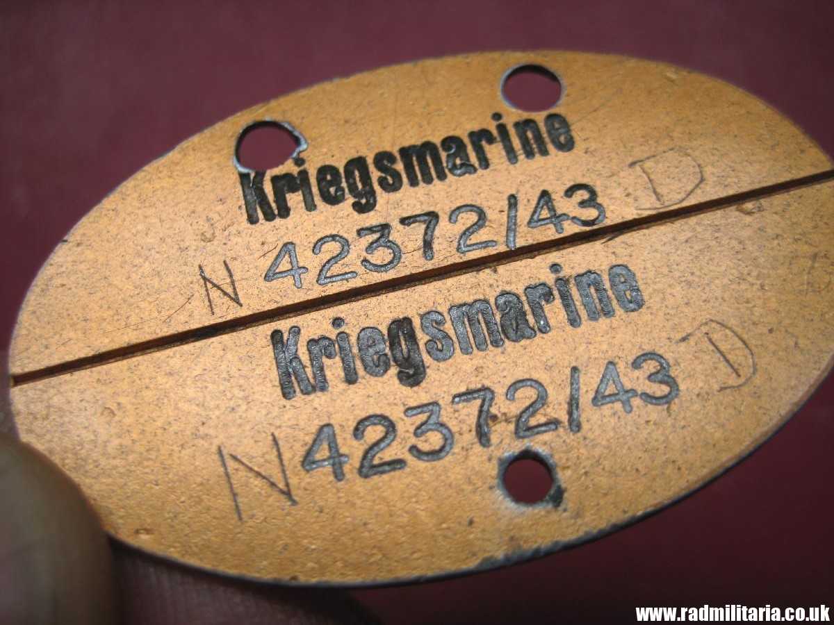 & original WW2 KRIEGSMARINE DOG TAG - ID DISC: Hans Jaeger (N)42372/43(D) good condition.