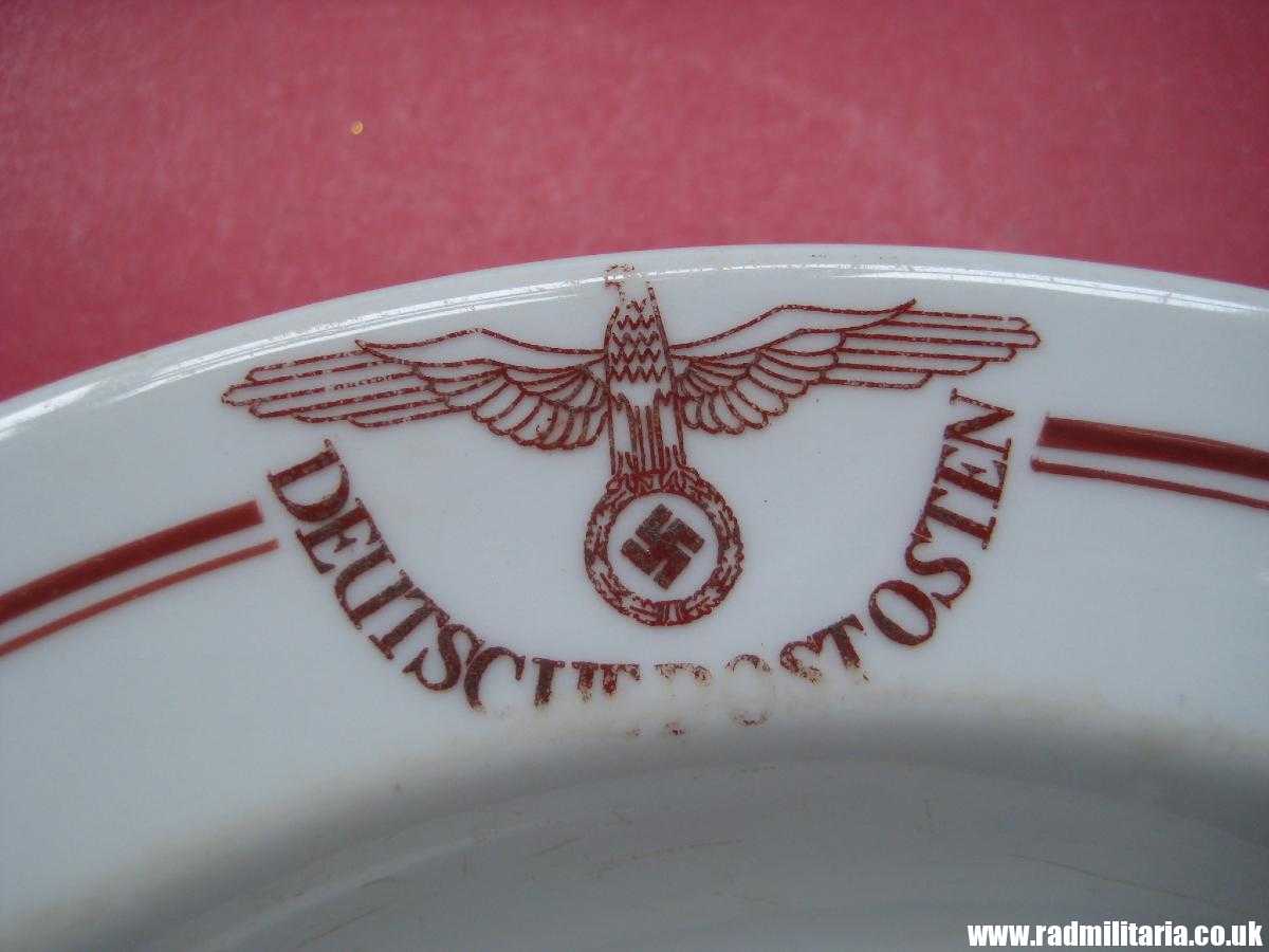 & WW2 original German CERAMIC SOUP PLATE with an unusual GERMAN EAGLE & inscription DEUTSCHE POST OSTEN, maker: KPM - Image 7