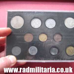 & Set of 11 original WW2 German COINS with EAGLE 1935 - 1943 in used condition with plastic cover (no.5)