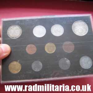 & Set of 11 original WW2 German COINS with EAGLE 1935 - 1943 in used condition with plastic cover (no.6)
