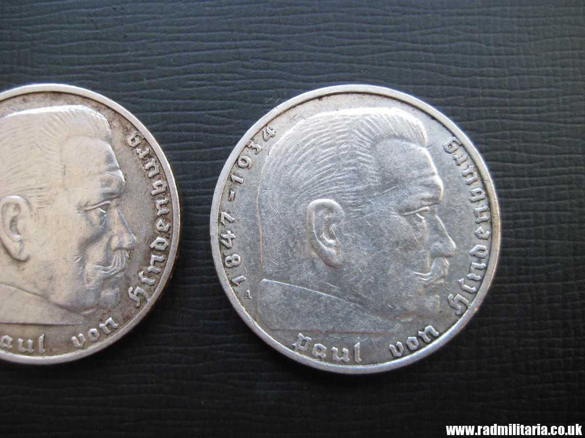 & Set of 3 original German 2RM silver COINS from WW2 - 1937, 1938 and 1939 (no.34) - Image 15
