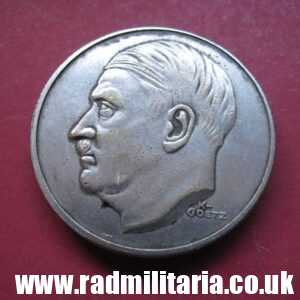 & unknown German Adolf Hitler MEDAL or COIN? with date 1940 marker: K-GOETZ.