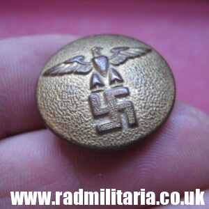 & WW2 German gold color NSDAP BUTTON large size, marked: RZM M5/76, good used condition.