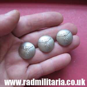 & SET of 3 NSDAP BUTTONS made of white metal in perfect condition.