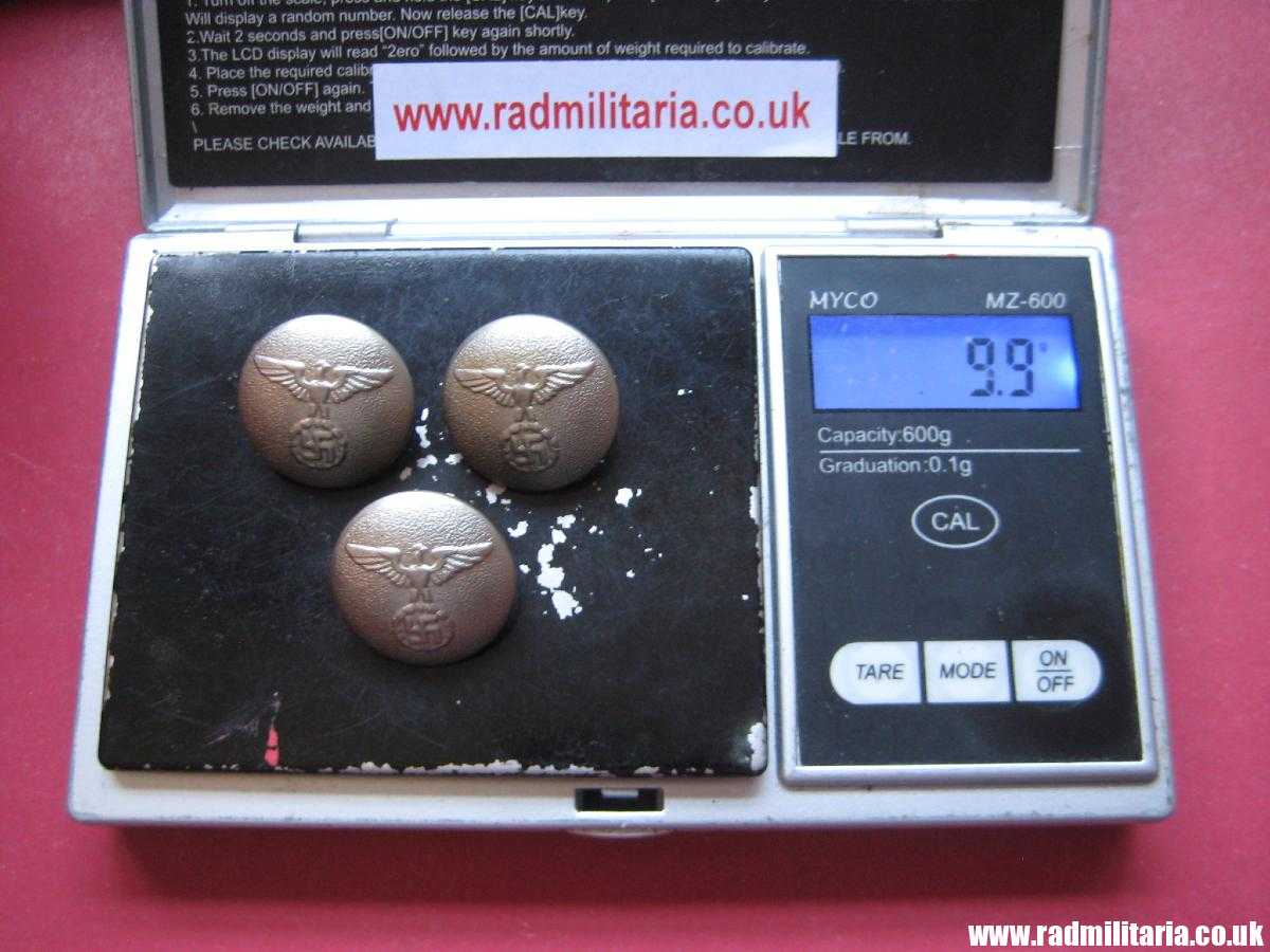 & SET of 3 NSDAP BUTTONS made of white metal in perfect condition. - Image 14