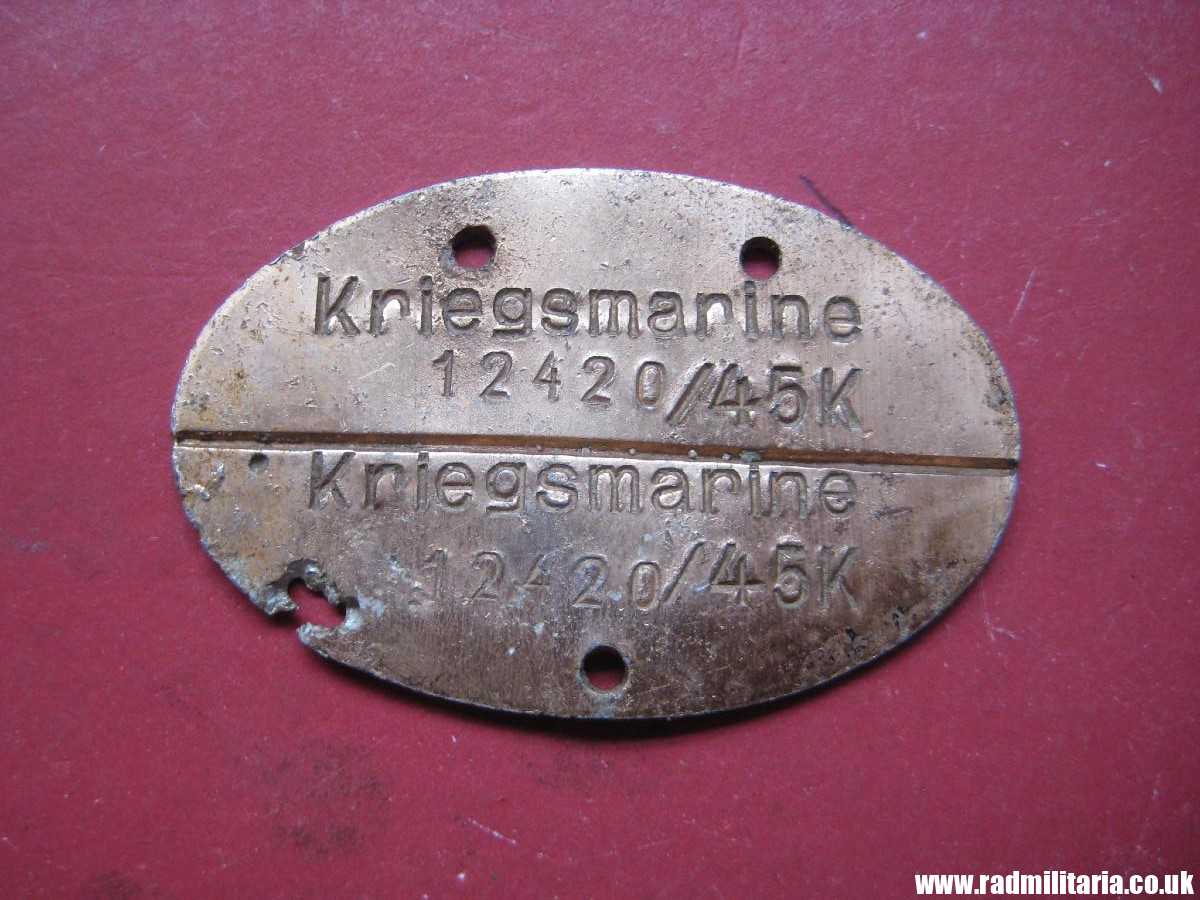 & original WW2 KRIEGSMARINE DOG TAG from 1945 - aluminum ID DISC: KRIEGSMARINE 12420/45K - Image 3