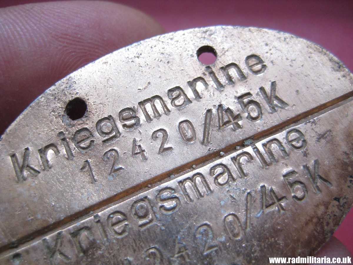 & original WW2 KRIEGSMARINE DOG TAG from 1945 - aluminum ID DISC: KRIEGSMARINE 12420/45K - Image 9