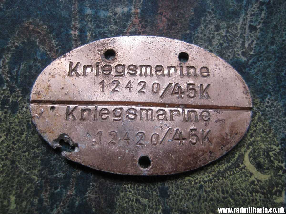 & original WW2 KRIEGSMARINE DOG TAG from 1945 - aluminum ID DISC: KRIEGSMARINE 12420/45K - Image 17