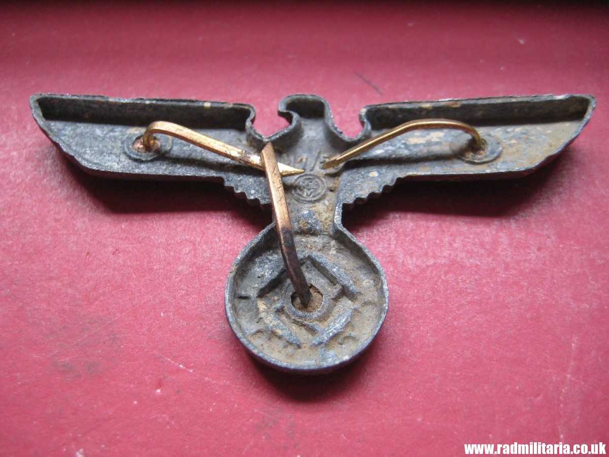 & WW2 original Nazi German metal NSDAP or SA EAGLE Cap BADGE - zinc, maker: RZM M1/50 metal detecting find - Image 6