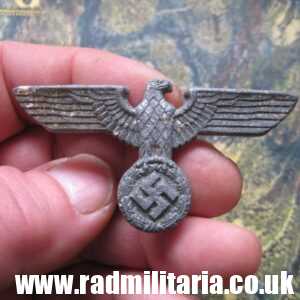 & WW2 original Nazi German metal NSDAP or SA EAGLE Cap BADGE - zinc, maker: RZM M1/50 metal detecting find