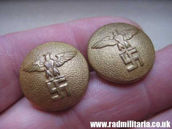 & WW2 a PAIR of German NSDAP BUTTONS with eagle, rare marks: RZM M5/117 ...