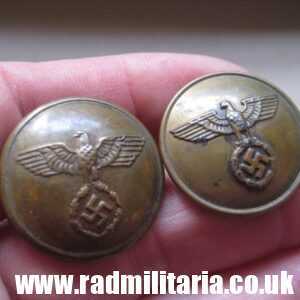 & WW2 SET of 2 genuine German metal BUTTONS with EAGLE, Deutsche Reichsbahn?