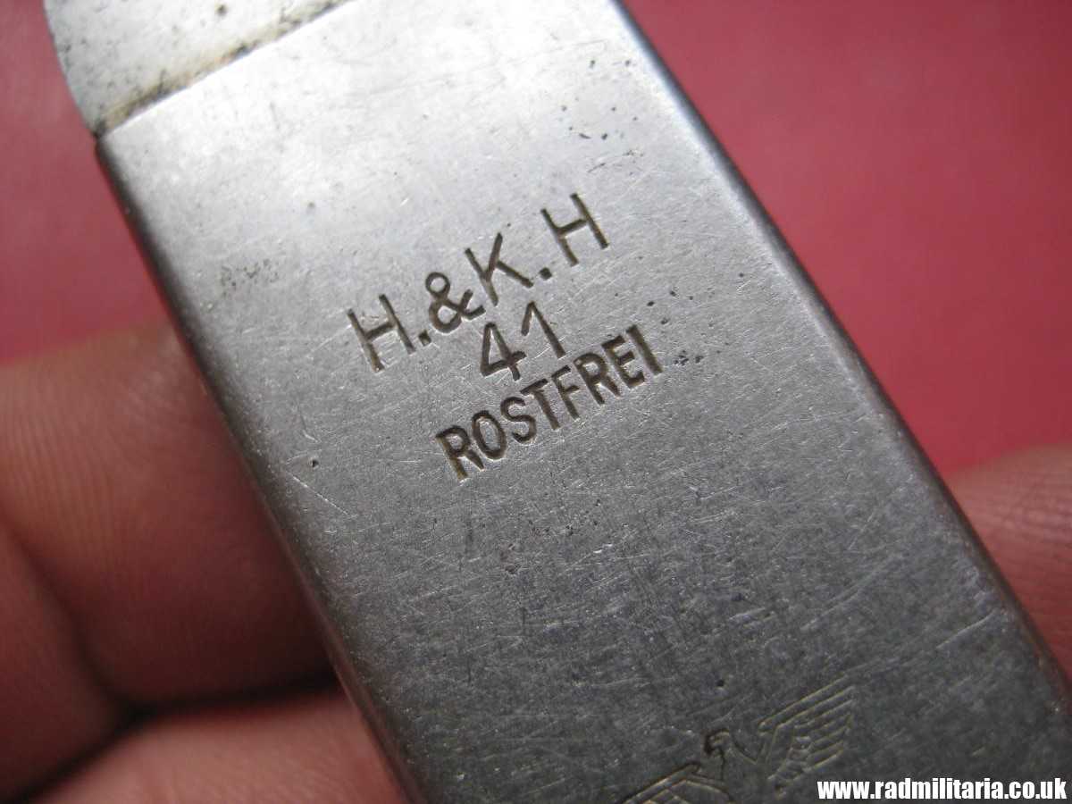 & WW2 German CANS OPENER marked: H.&K.H 41 - stainless steel. 3rd REICH CUTLERY. - Image 5