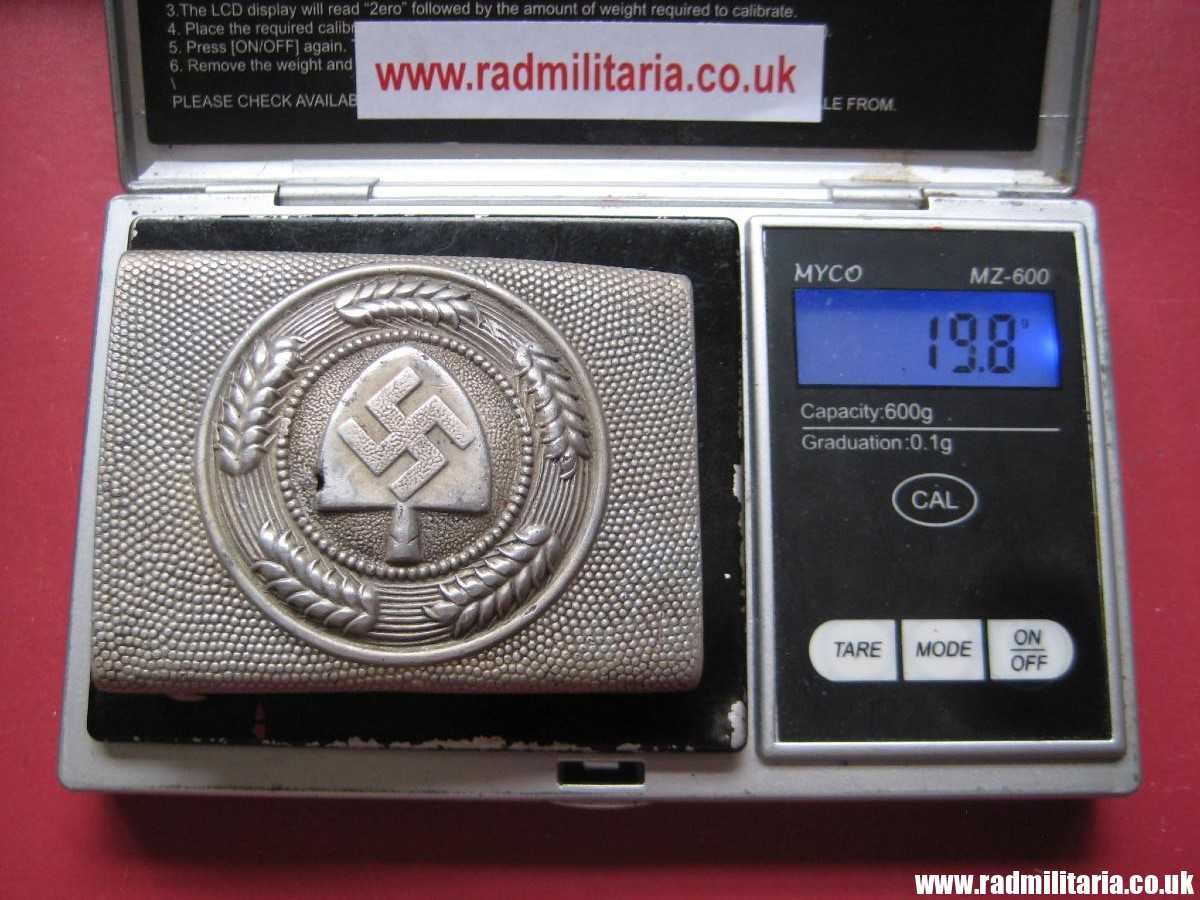 & WW2 original German RAD BELT BUCKLE made of aluminum, marked: K.u.Q.38 (Klein & Quenzer AG, Oberstein) - Image 23