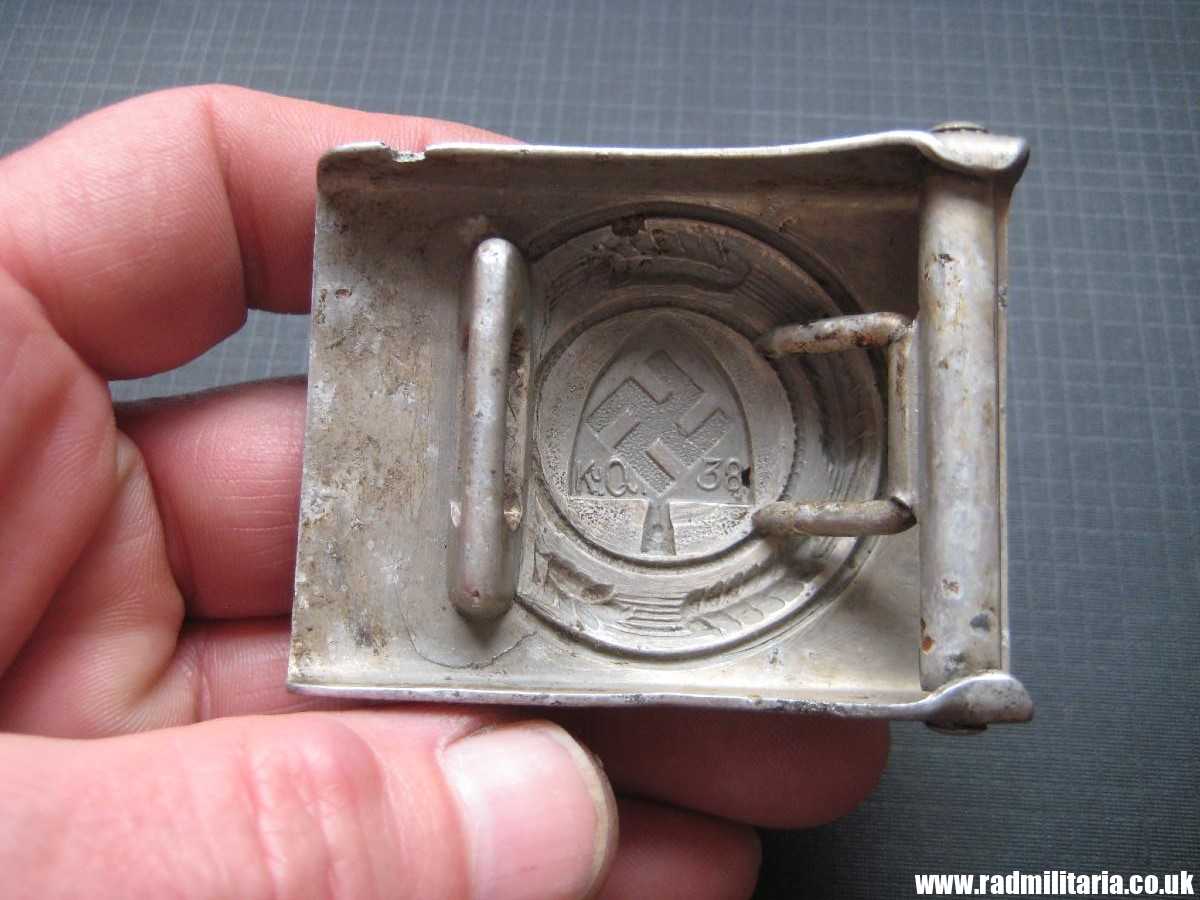 & WW2 original German RAD BELT BUCKLE made of aluminum, marked: K.u.Q.38 (Klein & Quenzer AG, Oberstein) - Image 28