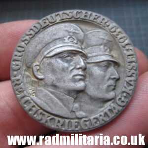 & WW2 original German BADGE: Grossdeutscher Reichskriegertag Kassel 1939 - Rare tinnie badge