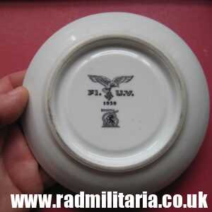 & WW2 original German CERAMIC Luftwaffe SAUCER - maker: Bohemia, Fl. U.V. 1939 small size.