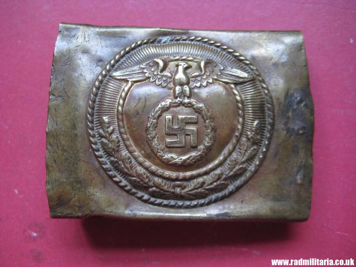 & WW2 German SA BELT BUCKLE, rare version with horizontal swastika - poor condition. - Image 3