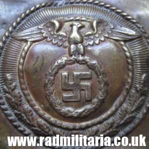 & WW2 German SA BELT BUCKLE, rare version with horizontal swastika - poor condition.