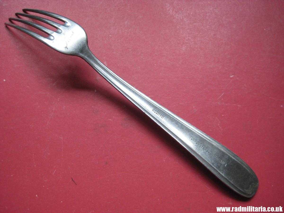 & WW2 original German KRIEGSMARINE FORK stainless steel marked: "TORPEDOVERSUCHSANSTALT ROSTFREI". - Image 6