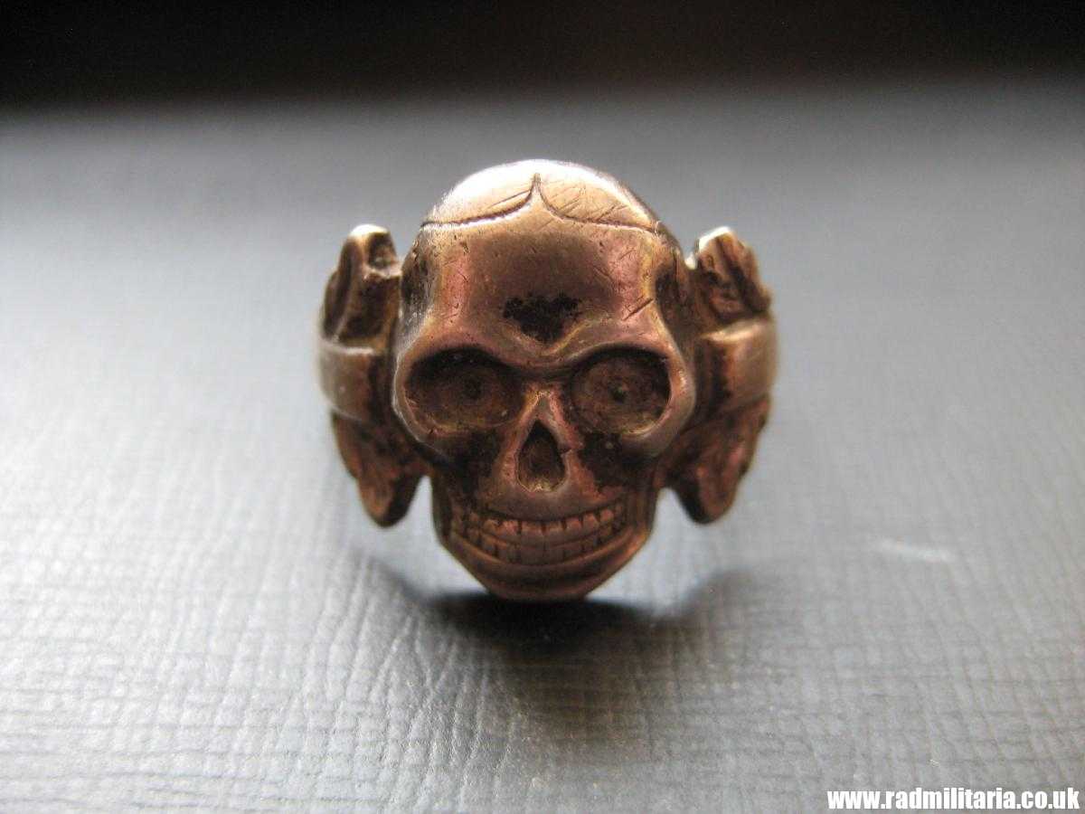 & WW2 original Waffen SS officer - SKULL RING, DEATH HEAD RING, silver "800". - Image 20